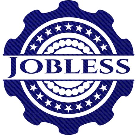 Jobless emblem with denim texture