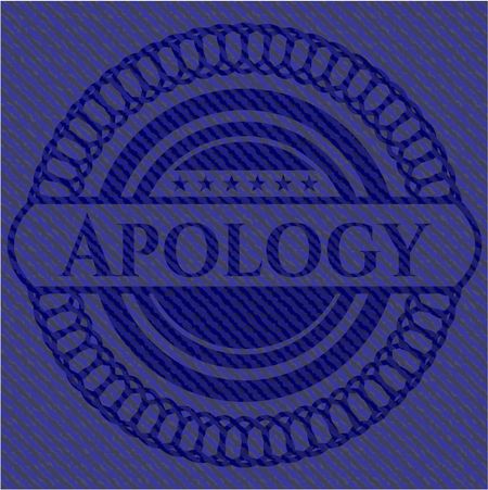 Apology emblem with denim texture