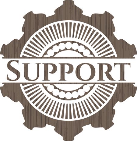 Support wooden emblem. Vintage.