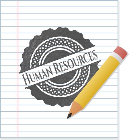 Human Resources emblem with pencil effect