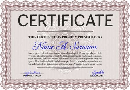 Red Certificate template. Detailed. Printer friendly. Nice design. 