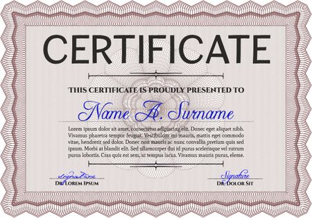 Red Certificate template. Detailed. Printer friendly. Nice design.