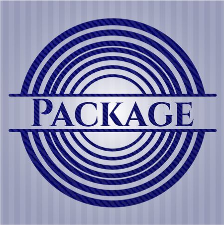 Package badge with denim texture