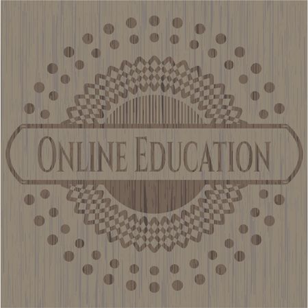 Online Education retro style wood emblem