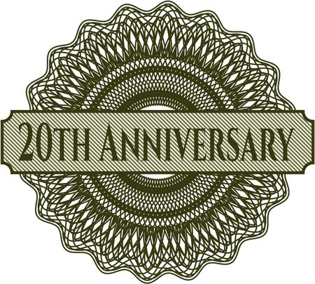 20th Anniversary written inside rosette