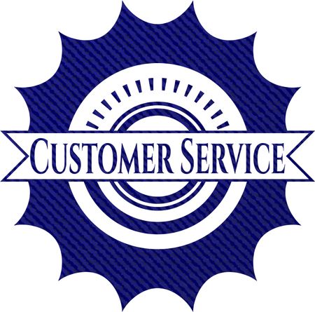 Customer Service jean or denim emblem or badge background