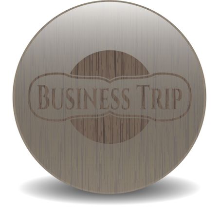 Business Trip wood icon or emblem