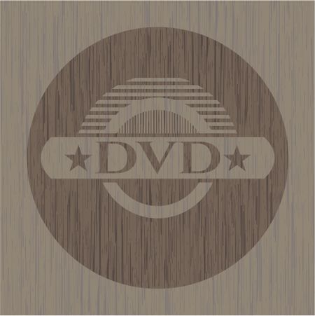 DVD badge with wooden background