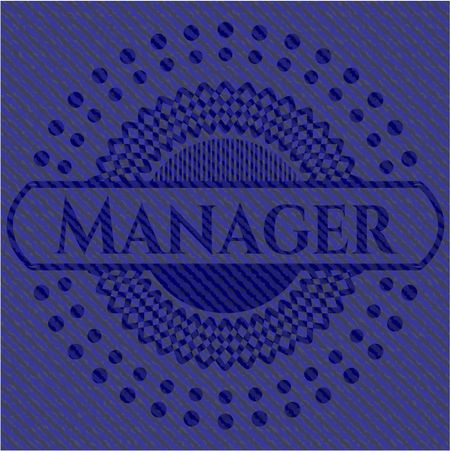 Manager jean or denim emblem or badge background