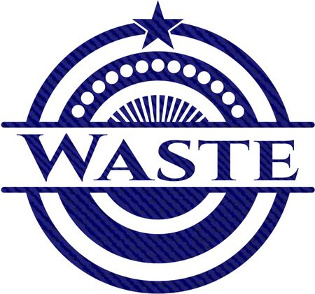 Waste jean or denim emblem or badge background