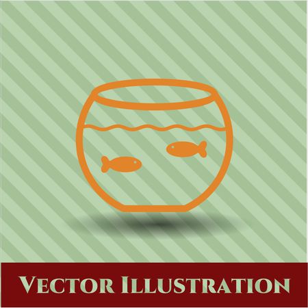 fishbowl with fish icon vector symbol flat eps jpg