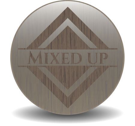 Mixed up wooden emblem. Retro