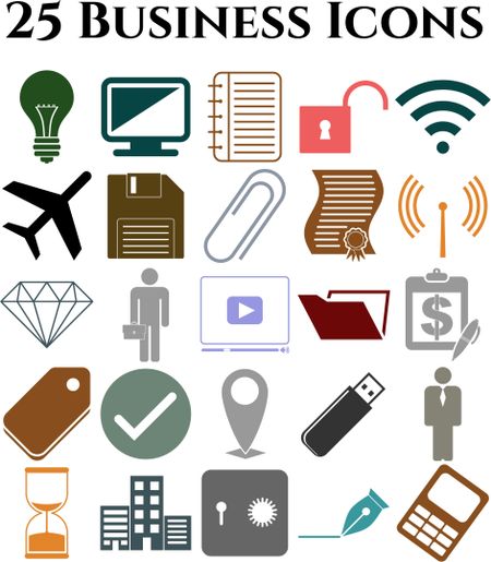 business icon set. 25 icons total. Quality Icons.