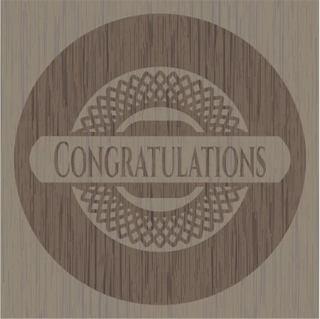 Congratulations wooden emblem. Retro