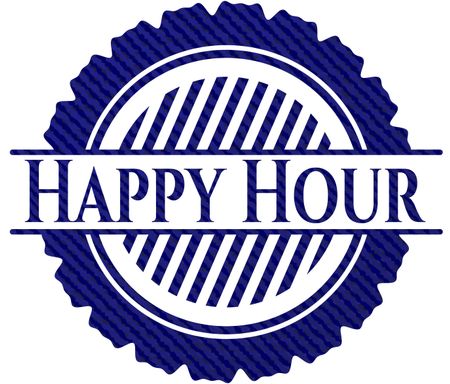 Happy Hour emblem with jean high quality background