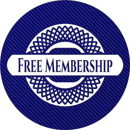 Free Membership emblem with denim texture