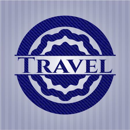 Travel emblem with denim high quality background