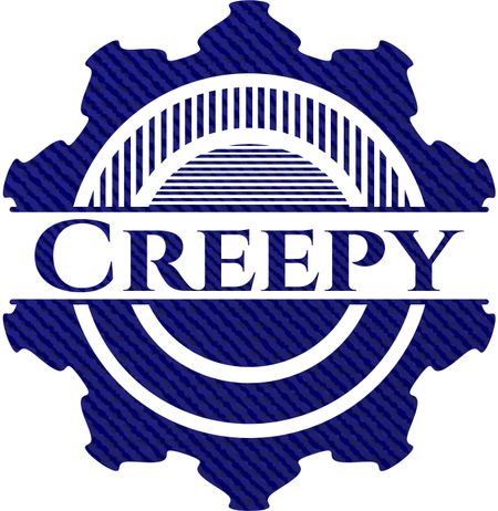 Creepy emblem with denim high quality background