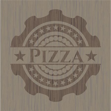 Pizza realistic wooden emblem