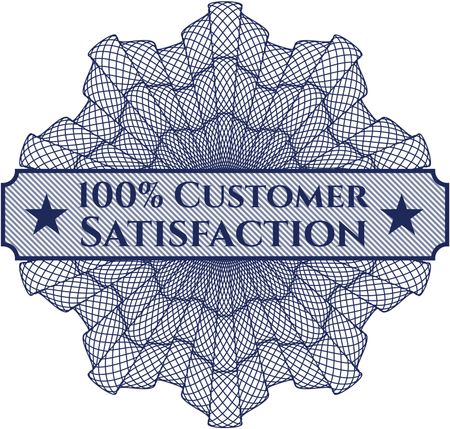 100% Customer Satisfaction abstract linear rosette