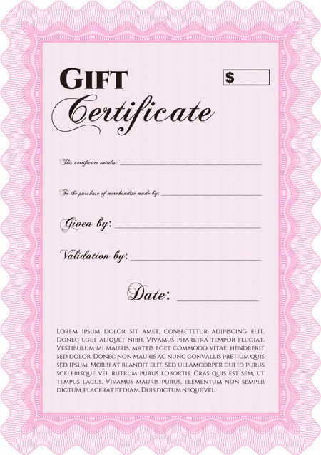 Retro Gift Certificate. Good design. With complex background. Customizable, Easy to edit and change colors. 