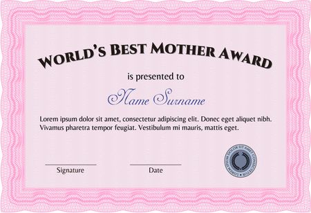 Best Mom Award. Border, frame. With quality background. Superior design. 