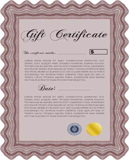Gift certificate. Easy to print. Detailed. Cordial design. 