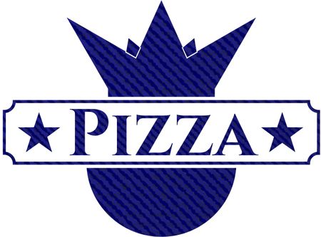 Pizza badge with jean texture