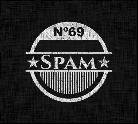 Spam chalkboard emblem written on a blackboard