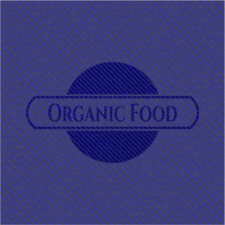 Organic Food badge with denim texture