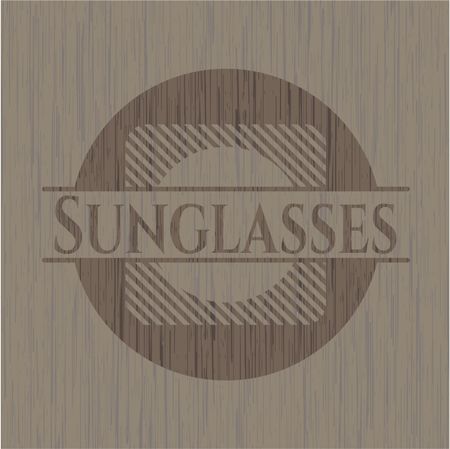 Sunglasses wooden emblem. Retro
