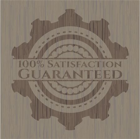 100% Satisfaction Guaranteed retro wood emblem
