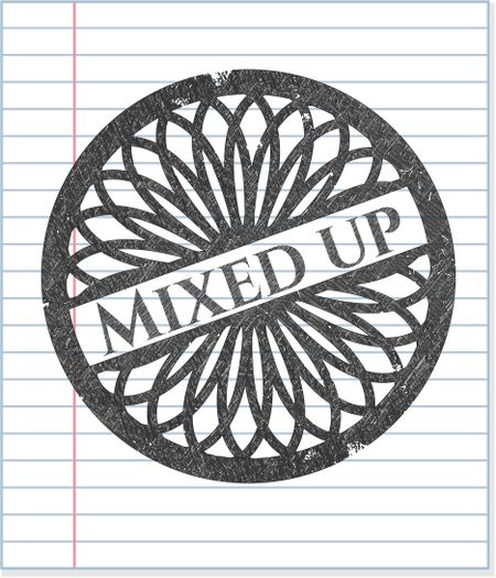 Mixed up emblem drawn in pencil