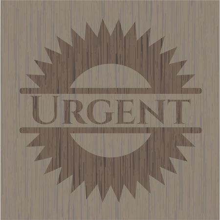 Urgent realistic wooden emblem