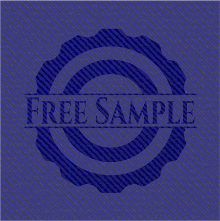 Free Sample badge with denim background