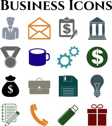 16 businessicon set. Universal and Standard Icons.