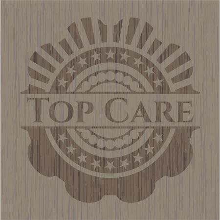 Top Care retro wooden emblem