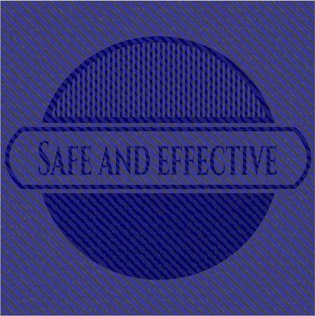 Safe and effective badge with denim background