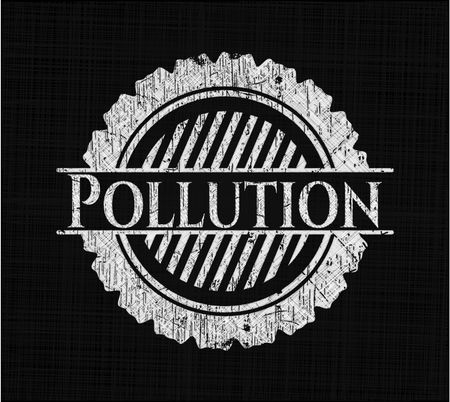 Pollution chalkboard emblem on black board