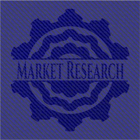 Market Research badge with denim background