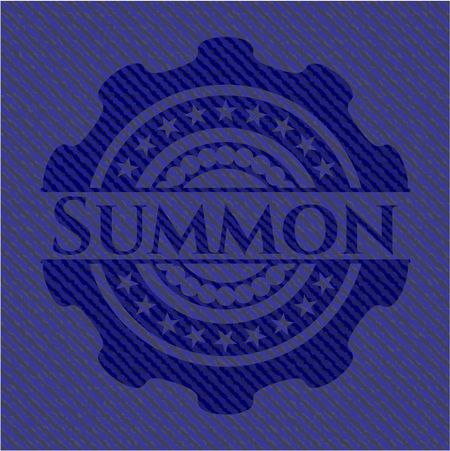 Summon badge with denim background