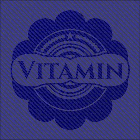 Vitamin emblem with denim high quality background