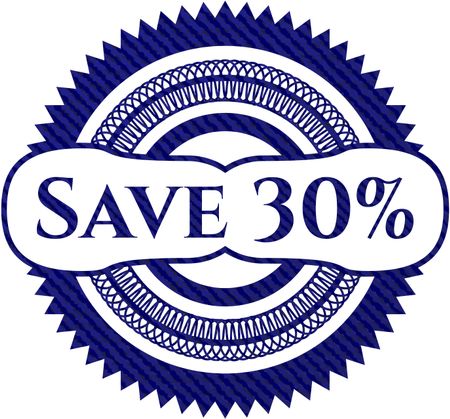 Save 30% emblem with jean high quality background