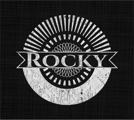 Rocky chalk emblem, retro style, chalk or chalkboard texture