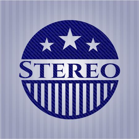 Stereo jean or denim emblem or badge background