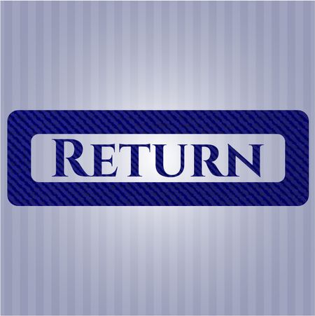 Return jean or denim emblem or badge background