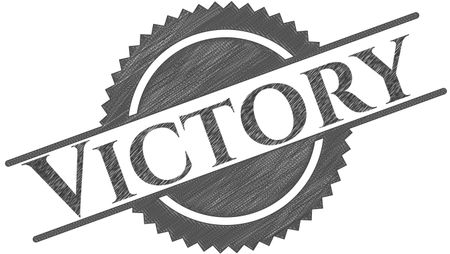 Victory drawn with pencil strokes