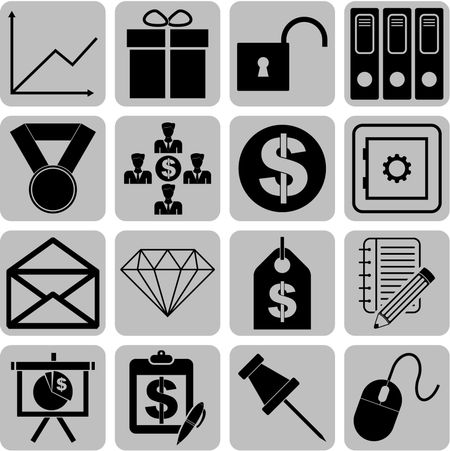 16 businessicon set. Universal and Standard Icons.