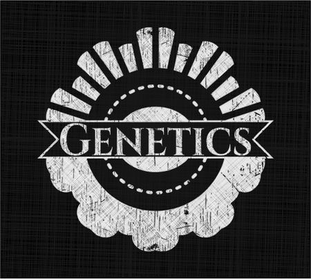 Genetics chalkboard emblem on black board