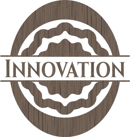 Innovation wooden emblem. Vintage.